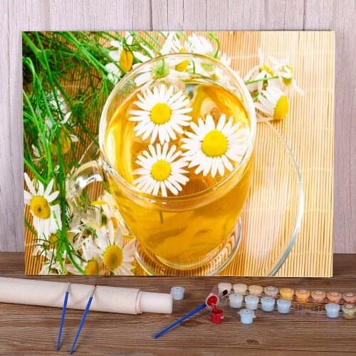 Scenery Flower Tea Painting By Numbers Set Acrylic Paints 50*70 Picture By Numbers Photo Paintings For Kids Handicraft