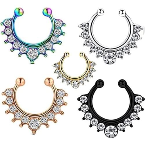 Woman Sexy Body Piercing Punk Ring Nose Cuffs Stainless Steel Fake Piercings Personality Female Accessories Trend Women Jewelry