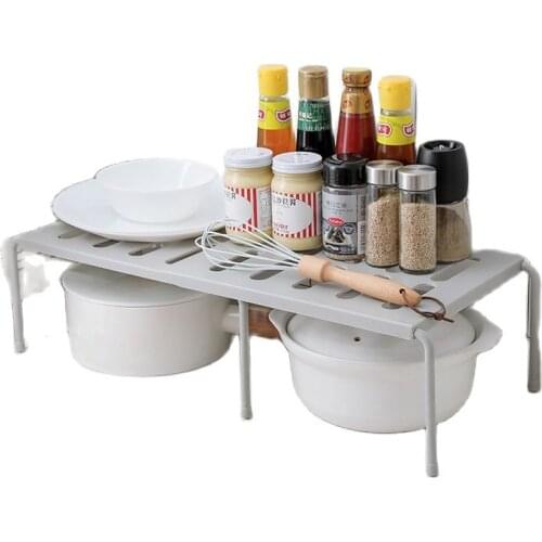 Plastic Storage Shelf Telescopic bracket Under Sink layer Holder Dish Drying Rack Cookware Spice Kitchen cabinet Organizer