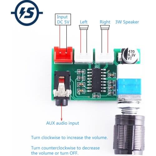 Voice Audio Amplifier Module AUX PAM8403 Stereo 3W+3W DC 5V Digital Power Amplifier Board