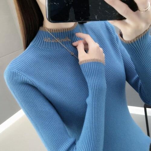 Women Spring Autumn Style Knitted Sweater Pullovers Lady Casual Striped Printed Turtleneck Long Sleeve Pullovers Tops ZZ0061