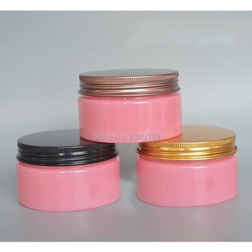 100G 100ML 30pcs/lot Empty PET Cosmetic Container with Aluminum Lid, DIY Pink Cream Case, Mask Box with Gold Black Bronze Cap