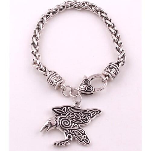 Norse Viking mythological raven style women Amulet bracelet raven moon