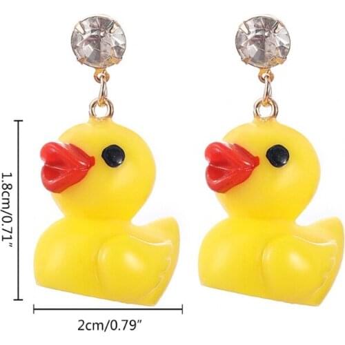 Super Cute Mini Yellow Duck Drop Dangle Earrings No Piercing Small Duck Animals Clip On Earrings For Kid Fashion Jewelry E56A