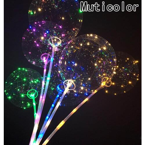 Luminous Led Balloon Colorful Transparent Round Bubble Balloons Glow In The Dark Toys Gift