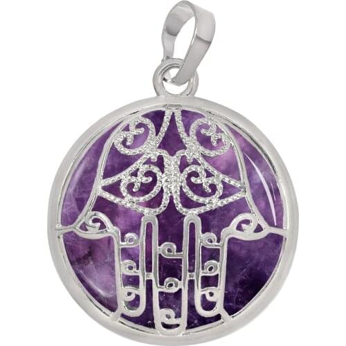 TUMBEELLUWA Amethyst Pendant Inverted Palm Pattern Pendants Jewelry Making