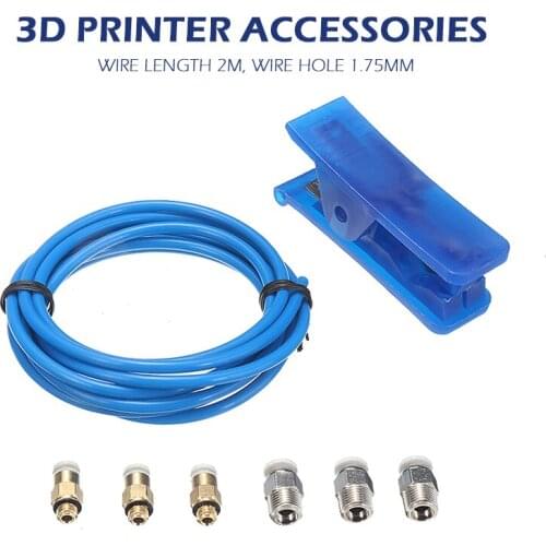 High Temperature Tesistant PTFE Tube Durable Metal Pneumatic Connector 3D Printer Accessories With Tubes Cutter