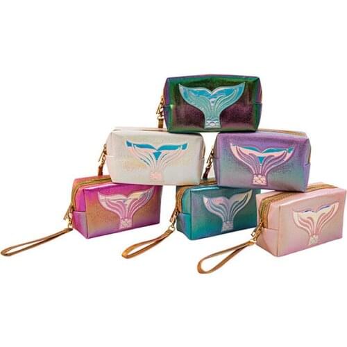 1PC Travel Makeup Case Make Up Bag Portable Pouch Cosmetic Bag Makeup Bag Colorful Mermaid Tail Organize Bags Large Storage