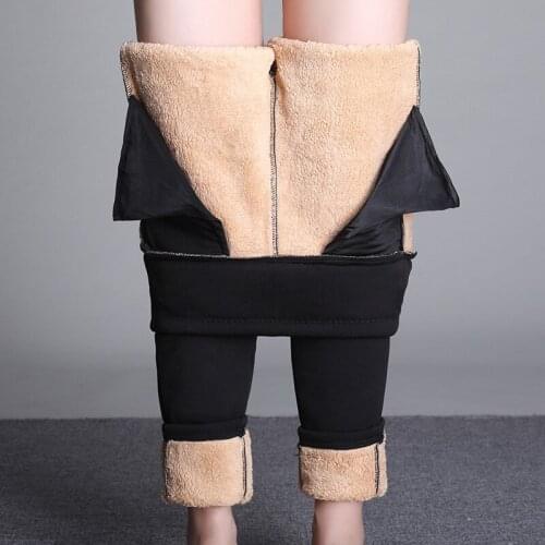 ASHEYWR Winter Cashmere Leggings Women High Waist Thicken Warm Legging Female Slim Plus Velvet Leggins Lamb Wool Woman