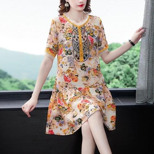 Summer 4XL Plus Size Print Runway Dress 2021 Fashion Vintage Boho Floral Chiffon Midi Dress Elegant Women Bodycon Party Vestidos