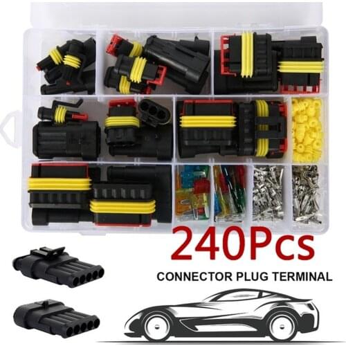240/352/708pcs 1-6 Pin Way Waterproof Electrical Wire Connector Plug Terminal Fuses Kit Car Accessories for Car Motorcycle