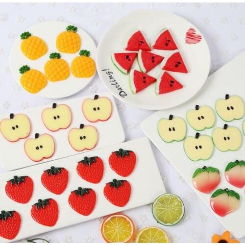 10PCS/lot Mini Artificial Lemon Slices pvc Lemon fruit Fake Artificial Fruits Model for wedding Party Kitchen Decoration