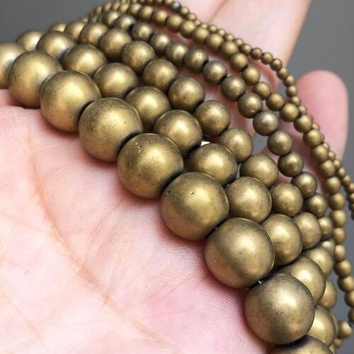 2-10mm Natural Matte Gold Plat Hematite Stone Beads Round Loose Spacer Beads For Jewelry Making Diy Bracelet Necklace 15 Inches