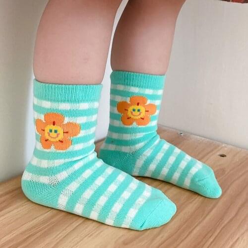 3 Pairs Lot Kids Cotton Flowers Socks Spring Summer Toddler Children Girls Lattice Colorful Princess Long Sock Baby Accessories