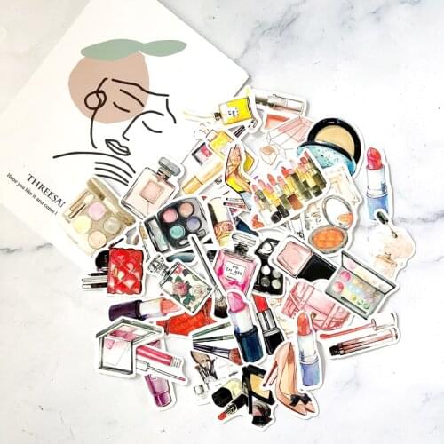 45pcs Fashion Beauty Addict Makeup Junkie Cosmetics Stickers Lipstick Decorative Planner Makeup sticker Notebook Scrapbooking