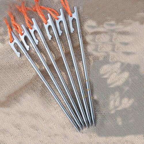 6pcs tube type solid sky screen tent nail ground tack 8mm high strength titanium alloy outdoor camping 240mm length screw