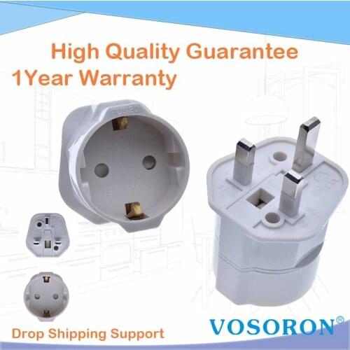 UK plug adapter 5x5x7cm 250V European Euro EU Sockets 2 Pin to UK 3 Pin Plug Adapter Travel Mains Adapter converter plug