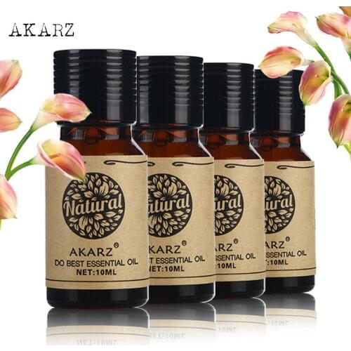 AKARZ Tea tree Lotus Cherry blossom Lavender Oils Pack For Aromatherapy Massage Spa Bath 4pcs/lot