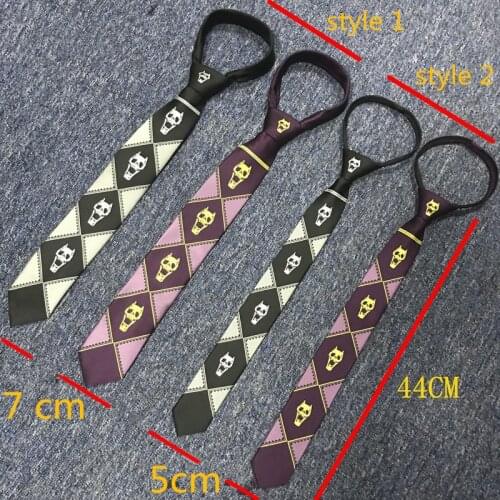 Anime JoJo Bizarre Adventure Tie Cosplay Costumes prop Accessories neckwear Kira Yoshikage KILLER QUEEN Halloween Skull necktie