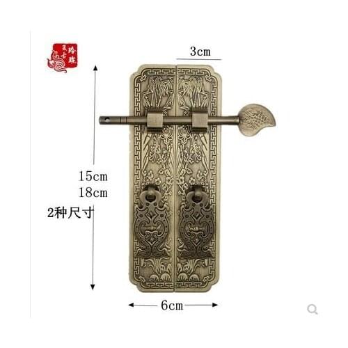 Pure Copper Antique Door Handles Kit Retro Chinese Style Gate Pulls Furniture
