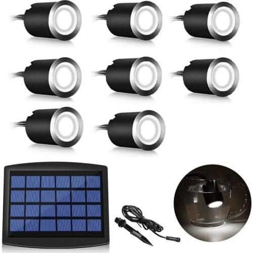 BEIAIDI 8pcs/Set Solar Powered Led Deck Light Outdoor Solar Lawn Decking Light Groud Lamp Waterproof Garden Landscape Spotlight