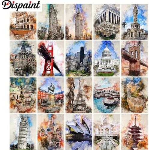 Dispaint 3D Diamond Painting "iffel Tower scenery" DIY Full Rhinestones Drill Cross-stitch Kits Square Round Diamond Embroidery