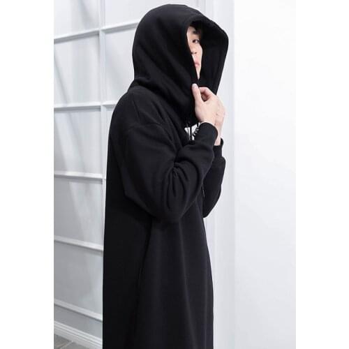 Long men in winter over-the-knee cashmere thick winter wear hooded jacket loose fashion thick jacket