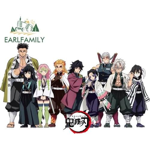 EARLFAMILY 30cm x 18.4cm Anime Cartoon Car Sticker for Demon Slayer Swordsman Decal Laptop Window Bumper JDM VAN RV Decor