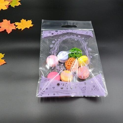 Ferimo 50pcs Purple Portable PP Color Printing Ziplock Bag Candy Dry Food Food Gift Packing storage Bags
