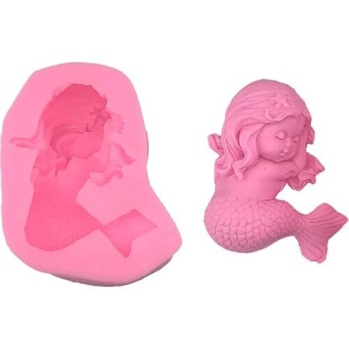 Chubby Sleep Mermaid Fondant Mould Soap Mold9 .3*7*4cm Cake Silicone Molds Jelly Candy Chocolate Decoration Baking Tool Moulds