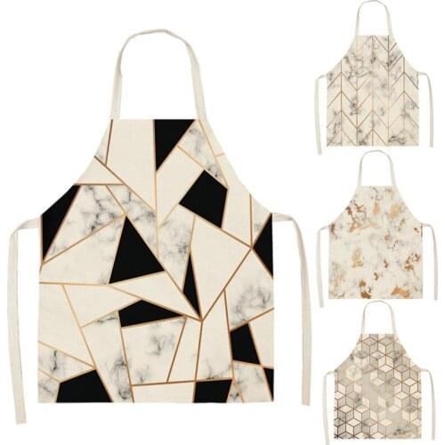 Geometric Kitchen Aprons Cotton Linen Unisex Home Cooking Baking Shop Cleaning Bibs