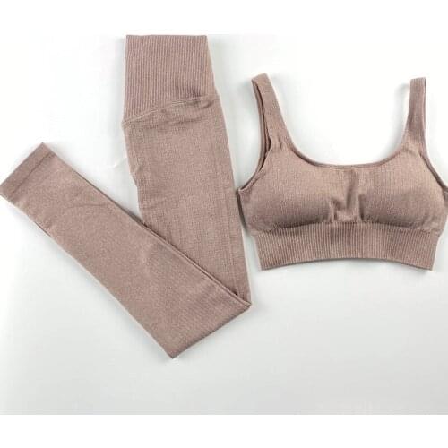 2 Piece Seamless Yoga Set Women Gym Clothing Fitness Sportswear Push Up Sports Bra High Waist Leggings Workout Clothes