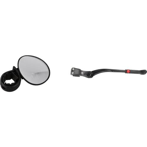 Handlebar Mount for Rear View Mirror / Reflective Safety Convex Mirror with Road Bicycle Kickstand Parking Rack