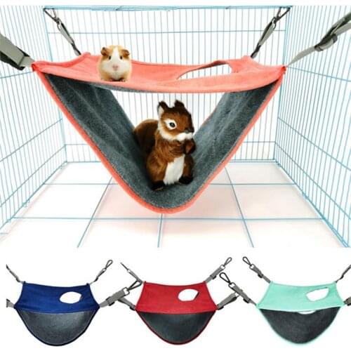 Small Pet Bed Hamster Hammock Double-layer Hammock Hamster Hanging Bed Cage For Ferret Squirrel Warm Winter Hammock