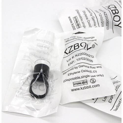 KZBOY 100Pcs Individual Packaging Tattoo Ink Ring Cups with Sponge Microblading Pigment Tattoo Tool Holder Permanent Makeup