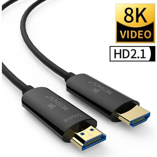 HDMI 2.1 Cable MOSHOU hdmi 8k in HDMI Cables Optical Fiber Ultra-HD (UHD) 120Hz 48Gbs with Audio Video for 8K tv