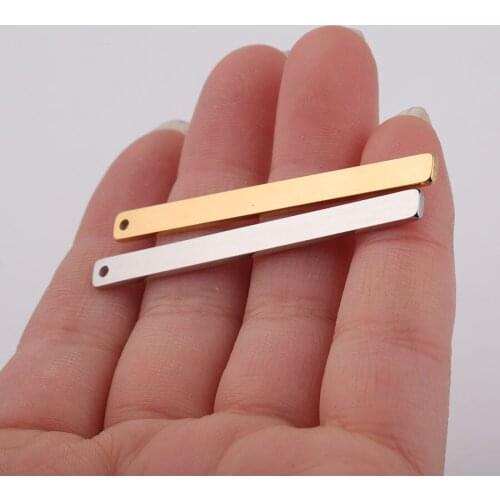 Stainless Steel Bar Charm Blank For Engrave Rose Gold/Gold/Silver Color Metal Rectangle Name Plate Charms Mirror Polished 20pcs