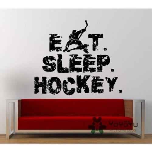 Eat Sleep Play Ice Hockey Repeat Sport Game Wall Decal Sticker Vinyl Mural Room Home Decor Living Room adesivo NY-103