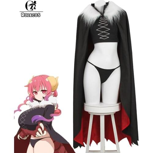 ROLECOS Ilulu Cosplay Costume Anime Miss Kobayashis Dragon Maid Ilulu Bikini Cosplay Costume Sexy Women Uniform Halloween Cloak