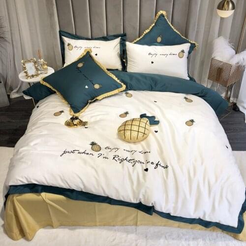 Luxury Royal Embroidery 60S Egyptian Cotton wedding Bedding Set Duvet Cover Bed sheet/Linen Pillowcases Twin Queen King Size #s