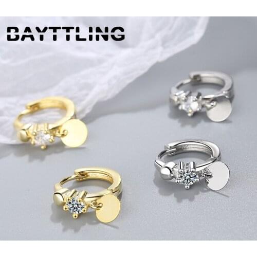 BAYTTLING 925 Sterling Silver Luxury Round Pendant Earrings For Women Fashion Zircon Earrings Jewelry Gifts