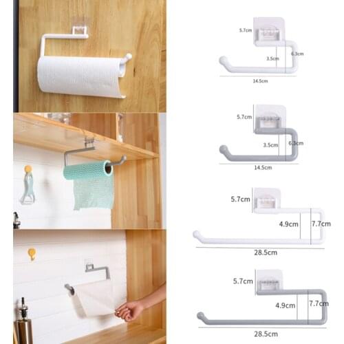 Self-adhesive Towel Holder Rack Kitchen Under Cabinet Towel Cup Paper Hanger Rack Organizer Bathroom Towel Bar Shelf Roll Holder