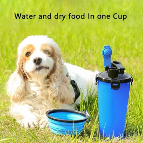 Pet Dog Kettle Folding Bowl 2 using Way Two Water Grain Cup Pet Accompanying Cup Portable Outdoor Feeding Water Feeder