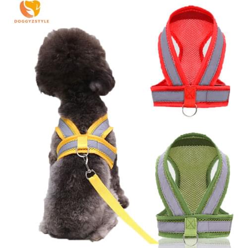 Pet Dog Cat Reflective Mesh Chest Harness Traction Rope Walking Safety Breathable Small Medium and Large Dogs Pet Supplies