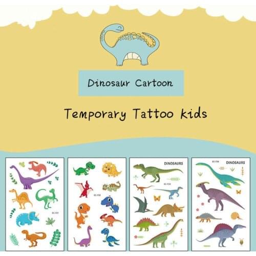 Temporary Tattoo Kids Fake Tattoo Sticker Dinosaur Cartoon Animal Hand Foot Waterproof Tattoos Tatouage for Children Boy