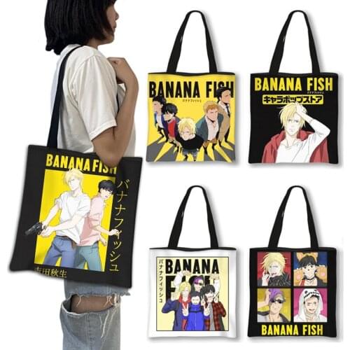 Japanese Anime Banana Fish Tote Bag Cartoon Ash Lynx Shopping Bags for Travel Women Shoulder Bag Harajuku Style Canvas Handbags