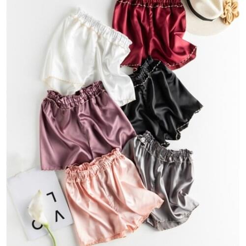 Women Satin Short Safety Panties Elastic Waist Faux Silk Underpants Underwear Comfortable Multicolor Short 223-A588