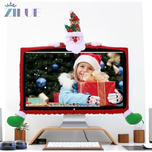 Zilue 1Pcs Christmas Decor Computer Decoration Nonwoven Fabric Snowman Santa Claus Christmas Children Christmas Computer Decor