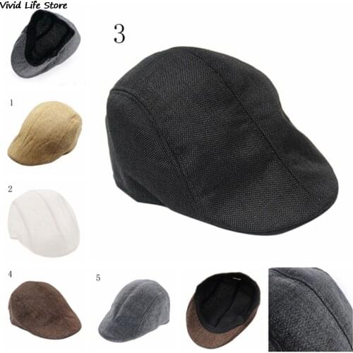 1PCS Mens Golf Cap Vintage Herringbone Flat Cap Peaked Riding Hat Beret Country Golf Hats