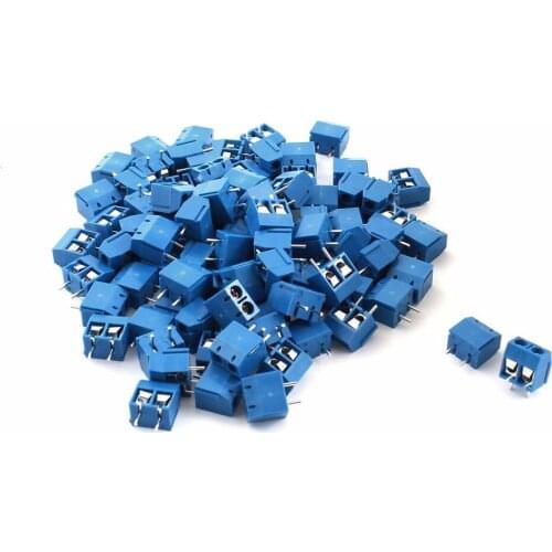 100pcs 2P Plug-in Screw Terminal Block Connector 5.08mm Pitch Blue 301